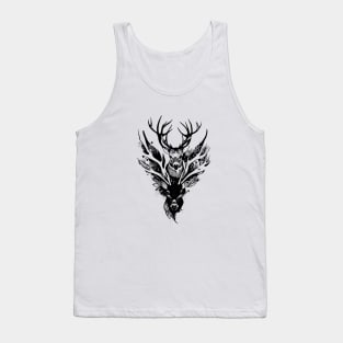 Stag Deer Wild Animal Nature Illustration Art Tattoo Tank Top